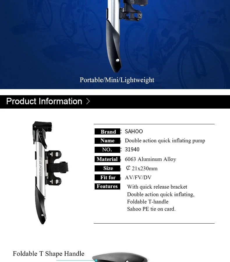 Sahoo Fiets Accessoires Dubbele Action Snel Opblazen 40pcs Aluminium 95g  Mini Fiets Pomp - Buy Fiets Pomp,Mini Fiets Pomp,Mini Fiets Pomp Product on  Alibaba.com