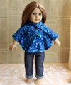 New 2pcs set blue cloak jeans for 18 girl doll clothes AMERICAN PRINCESS doll clothes and