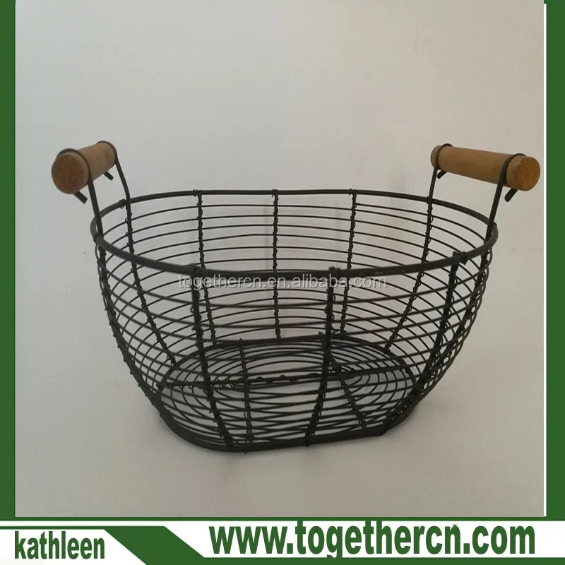 Vintage Rectangular Wire Metal Basket Rustic Brown Garden Trug Shabby Weddings 