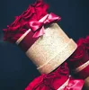Sweet golden glitter rose box, custom name small gift hat boxes, single rose round boxes