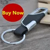 Leather Keychain Luxury Car Key Chain Men llaveros Rings Gift Key Chains for Keys Black and Silver Ring