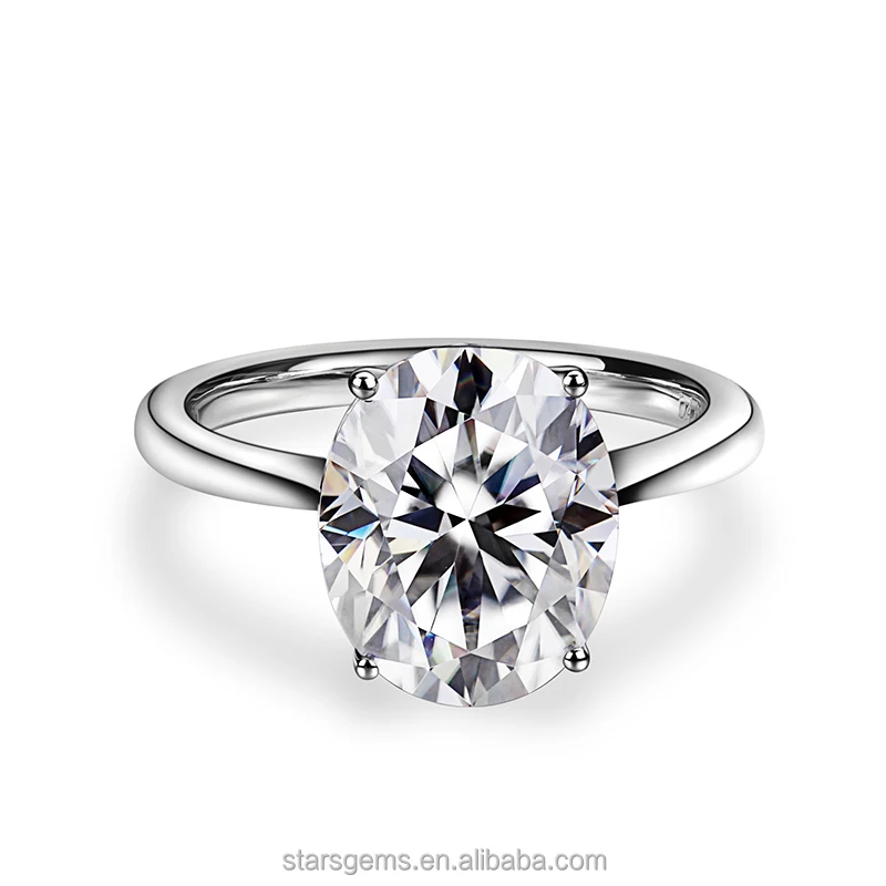 1 carat oval cut moissanites diamond center stones 18k white gold ring