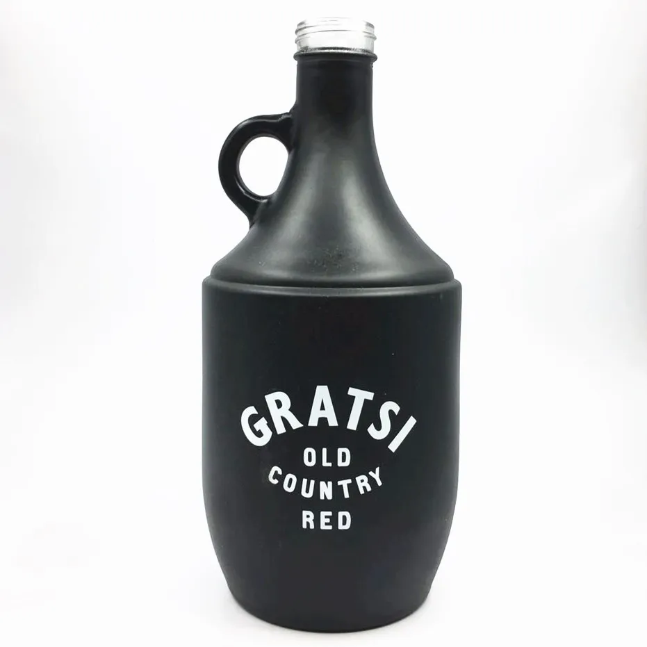 Matte Black Glass Growler Bottle 1.5l 1 Gallon Glass Wine Jug With