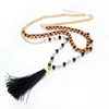 Wholesale Black and White Main Beads Necklace Designs Statement with Tiger Eye Stone Charm