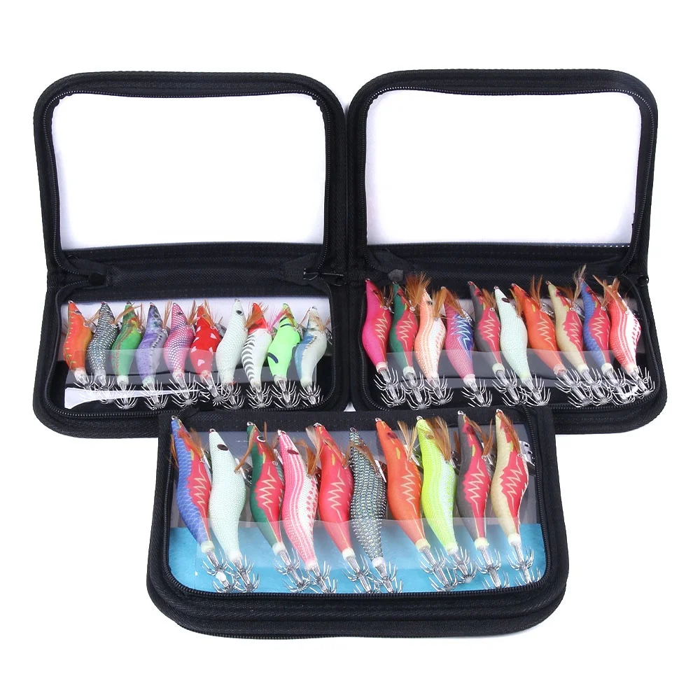 10 Pcs/bag Fishing Shrimp Japanese Cloth Bait Jigs Lure With Tackle Bag ...