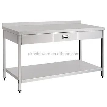 Square Leg Stainless Steel Fable Table With Drawer Custom Size