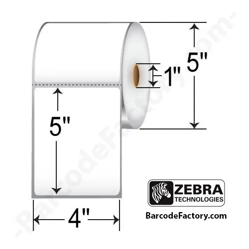 Zebra Technologies 10015346 Z-Select 4000D Paper Label, Direct Thermal, Perforated, 4" x 5", 1" Core, 5" OD (Roll of 565, Case of 12 Rolls) (Pack of 12)