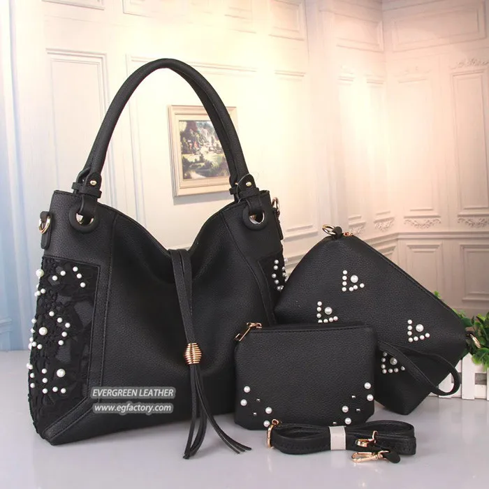 trendy women handbag with pearl 3 pieces of bags set SH540