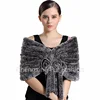 CX-B-106A Women Sexy Shawl Rosette Rex Rabbit Fur Cape