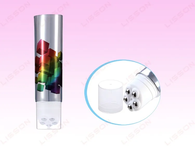 Cosmetic Round Plastic Tube With Stainless Massage Ball/Roller for Chest or Breast or Bust or Body Cream