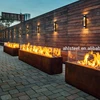 Large square corten steel metal gas fire pit outdoor