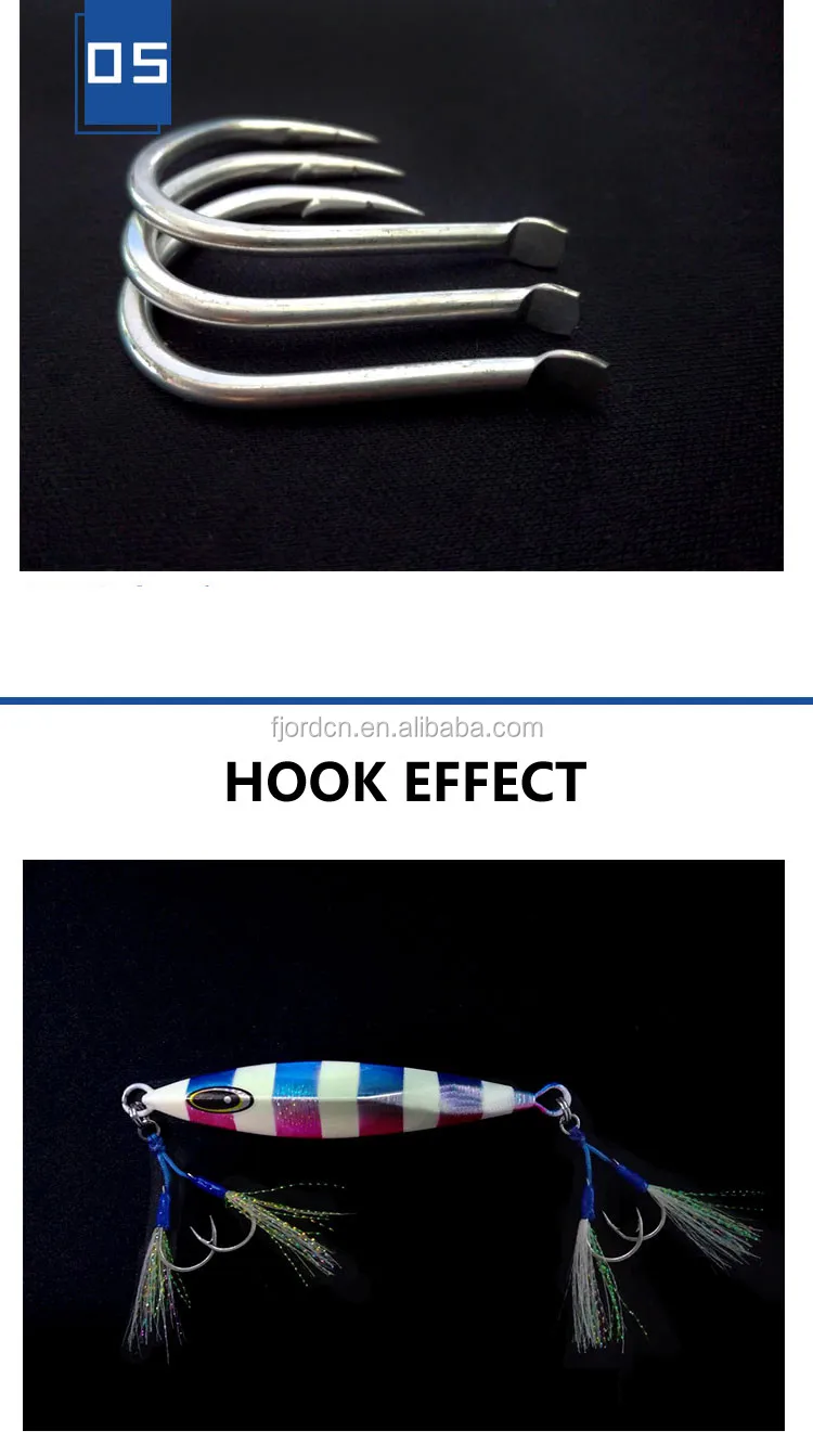 Fjord High Quality Sea Double Assist Jigging Hook With Cord And Solid