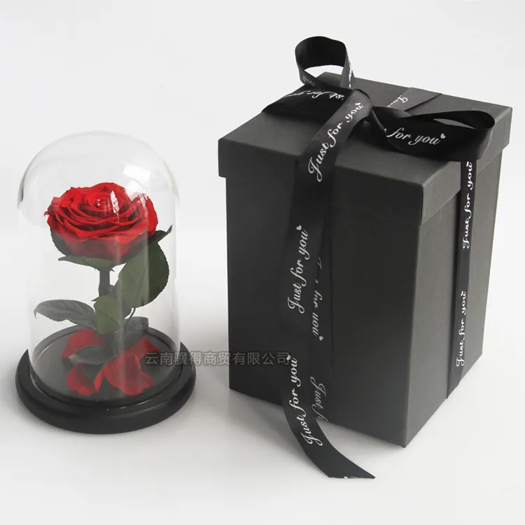 
Colorful 100% Real Enchanted Rose in glass dome eternal rose preserved flower 