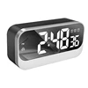 office small smart low voltage 6.8 inch large thin digital mirror alarm led table clock with 3 levels of brightness