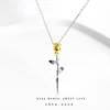 2019 Fashion Jewellery Korean Necklace Gold Plated Korea 925 Sterling Silver Rose Flower Pendant Necklace For Women