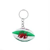 Custom Mini RUGBY BALL Keychain Keyring Key Chain Ring Leather Flag AD935