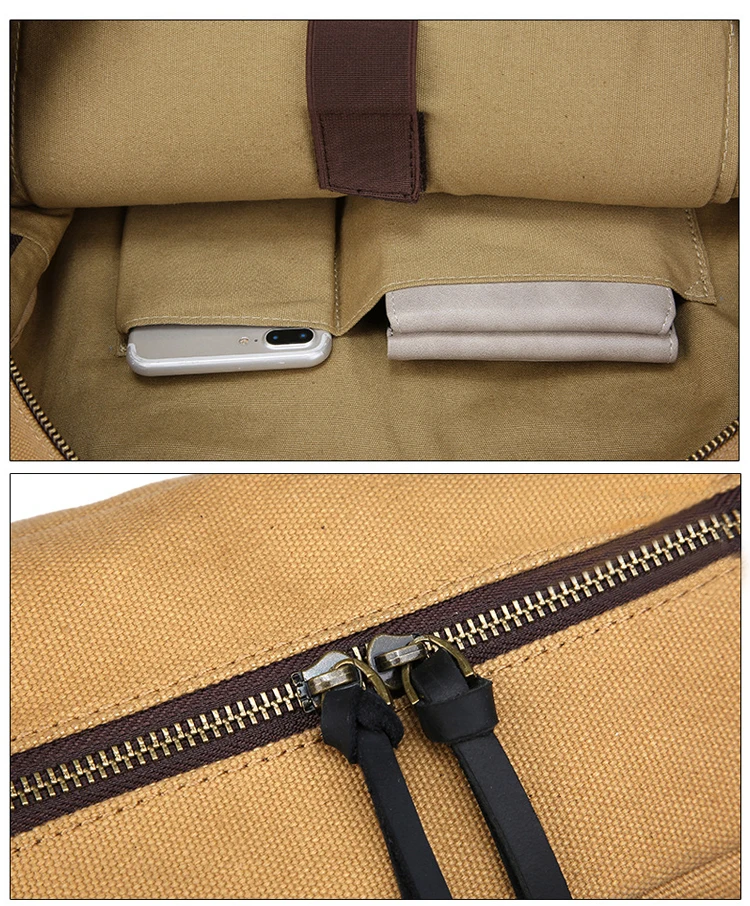 British design leisure daily using custom vintage top grain canvas leather unisex shoulder bag