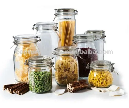 Kitchen Storage Food Safe Wholesale Clip Glass Nut Storage Jar