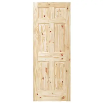 36'"x84" Six Panel V-groove Unfinished Solid Knotty Pine Interior Wood