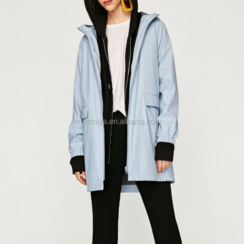 powder blue raincoat