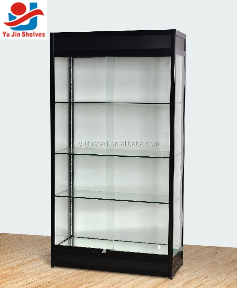 2017 Best seller Tempered glass showcase / light up glass display cabinet for cell phone store