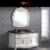 Classic solid wood bathroom cabinet with gold painting
