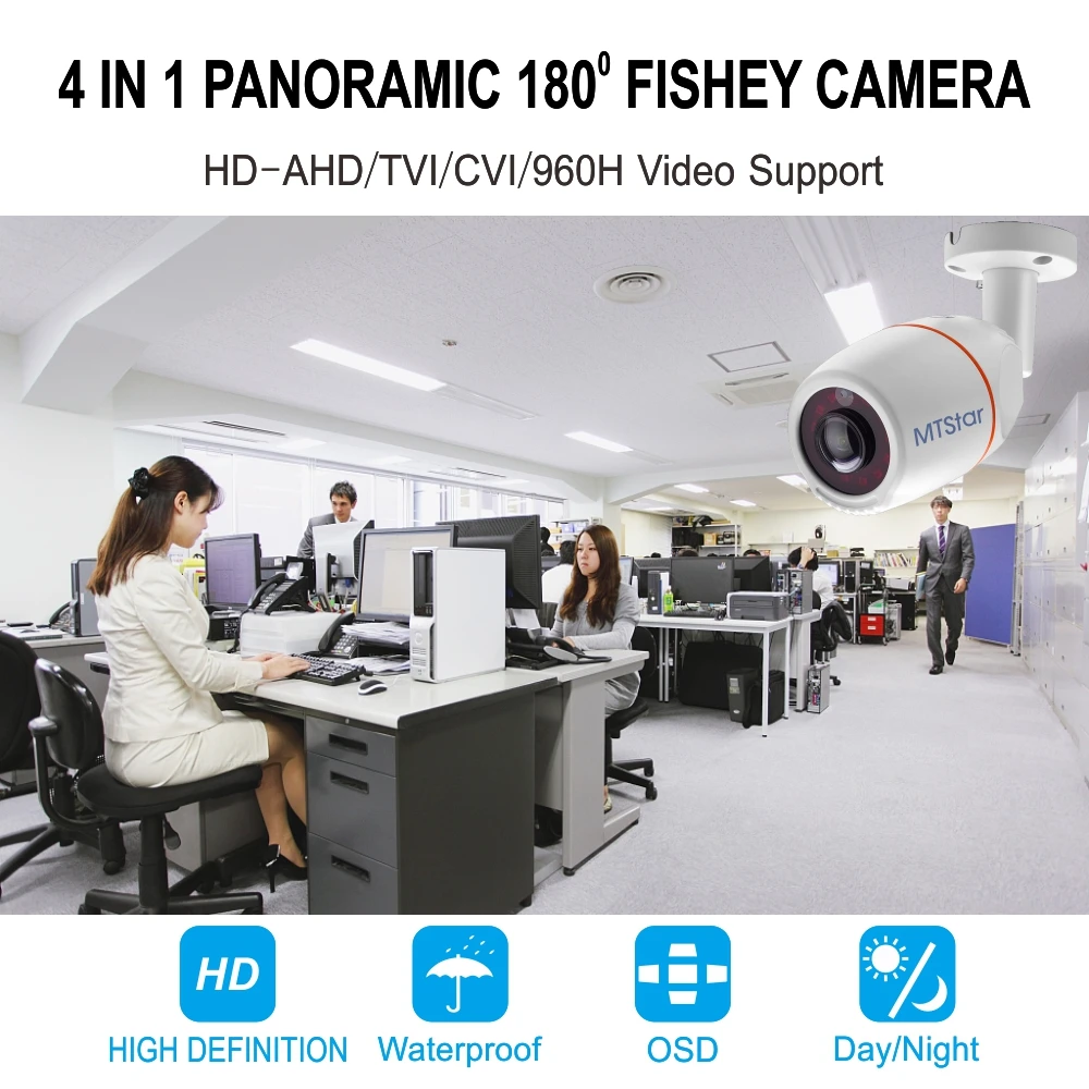 FULL HD 4.0MP AHD fish eye panoramic camera Outdoor waterproof Analog cctv camera