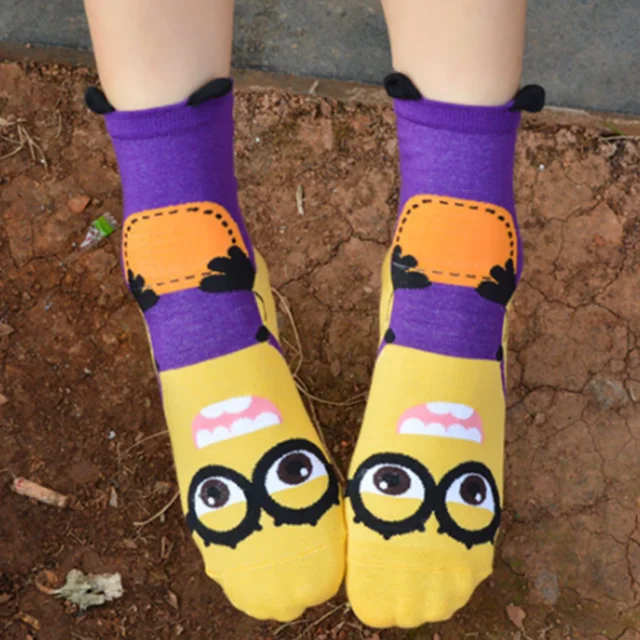 Women's Minion Crazy Funny Cute Korea Socks 6-pack - Buy Cute Socks ...