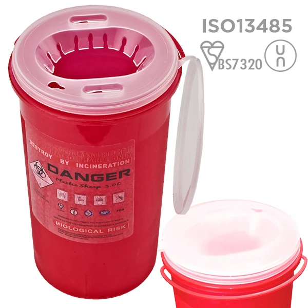 Disposable Round 3.0L Sharps Container for Used Medical Tools