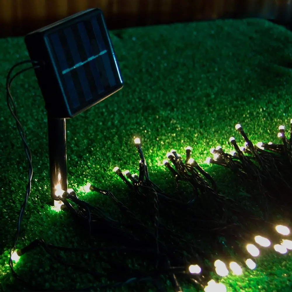 BestLink 100LED 10-Meter (32Ft) Warm White 2-Mode Solar String Light Green Jacket