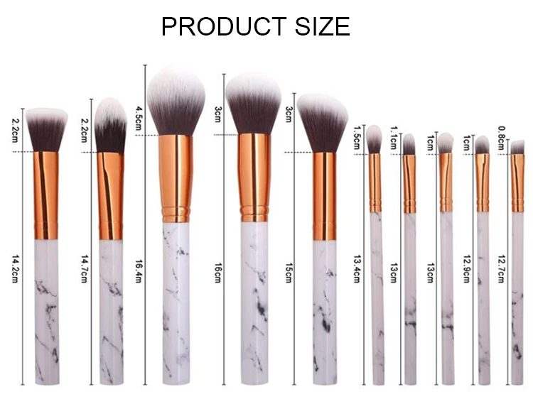 Fancy Good High End Custom Label Logo Liquid 10pcs Make Up Kit Eye Makeup Brushes