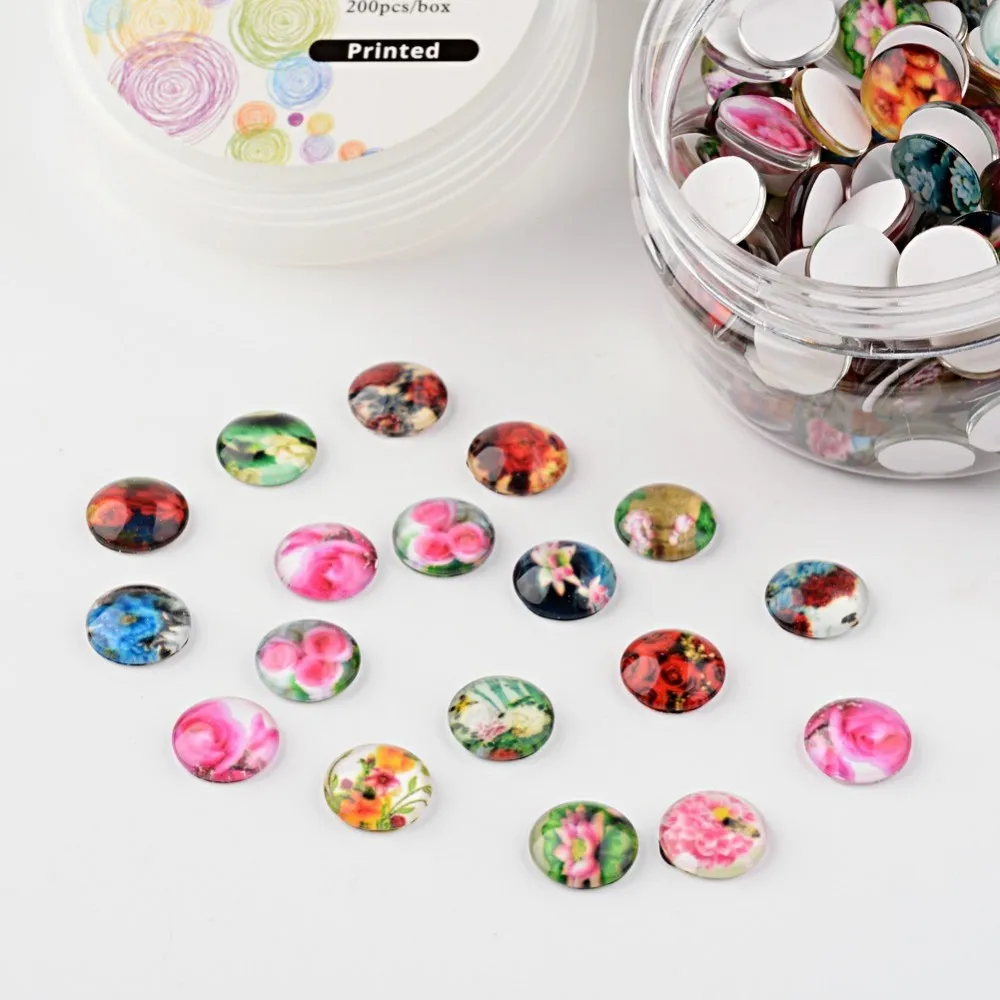 Download Flower Printed Half Round Glass Cabochons Mixed Color Jewelry Findings - Buy Jewelry Findings ...