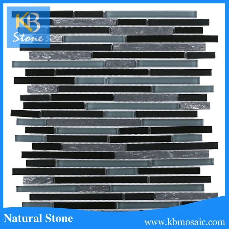 3D irregular glass mosaic black kitchen tile backsplash