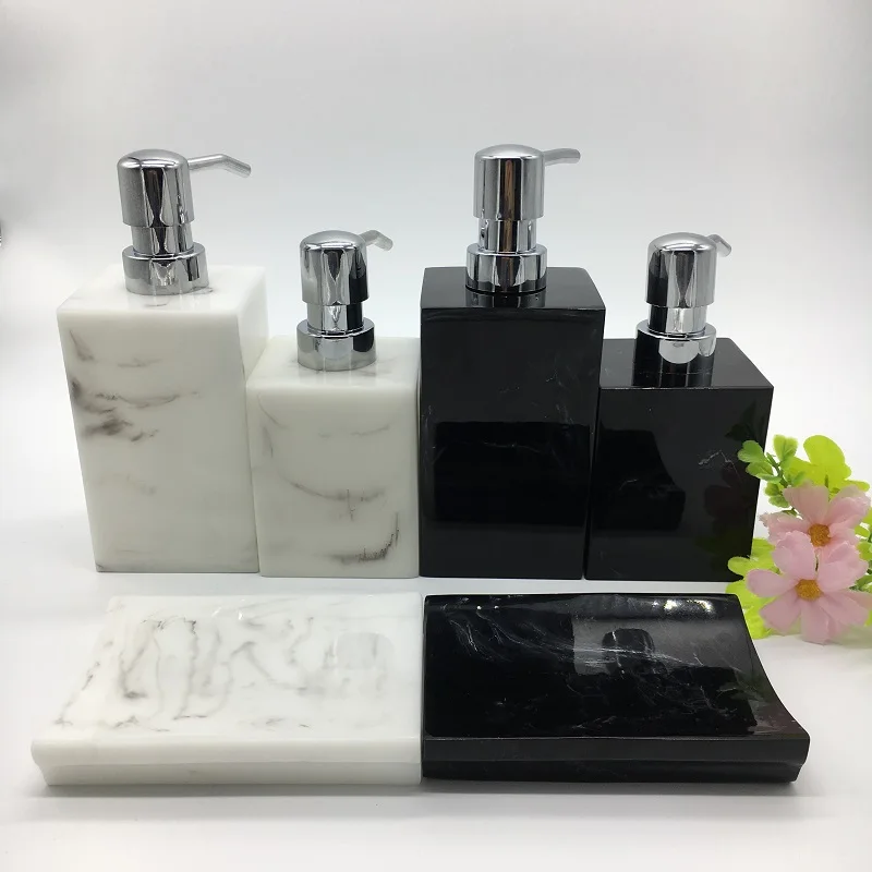 Fashion Design White Black Hotel Marble Bathroom Accessory Bath Set