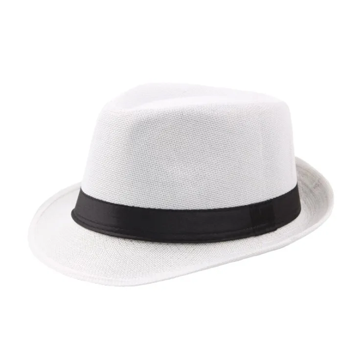 Wholesale Bulk Straw Fedora Hats Summer Straw Hat Plaid Fedora Hat