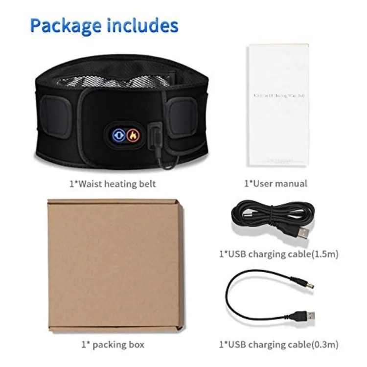 Sojoy USB Heating Waist Pad – 3 Levels, Back Pain Relief, Portable Belt