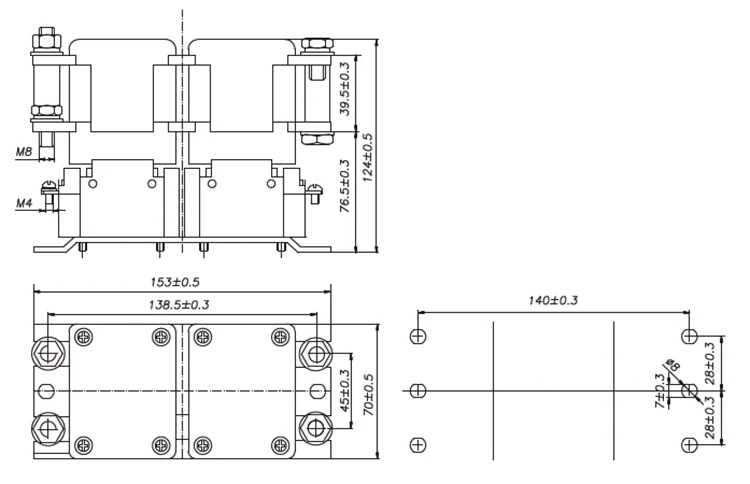 DPDT DC Contactor 2NO NC Changeover 100A 150A 200A 300 400A 12VDC 24VDC 36VDC 72VDC direct current Electric Vehicle EV Relay