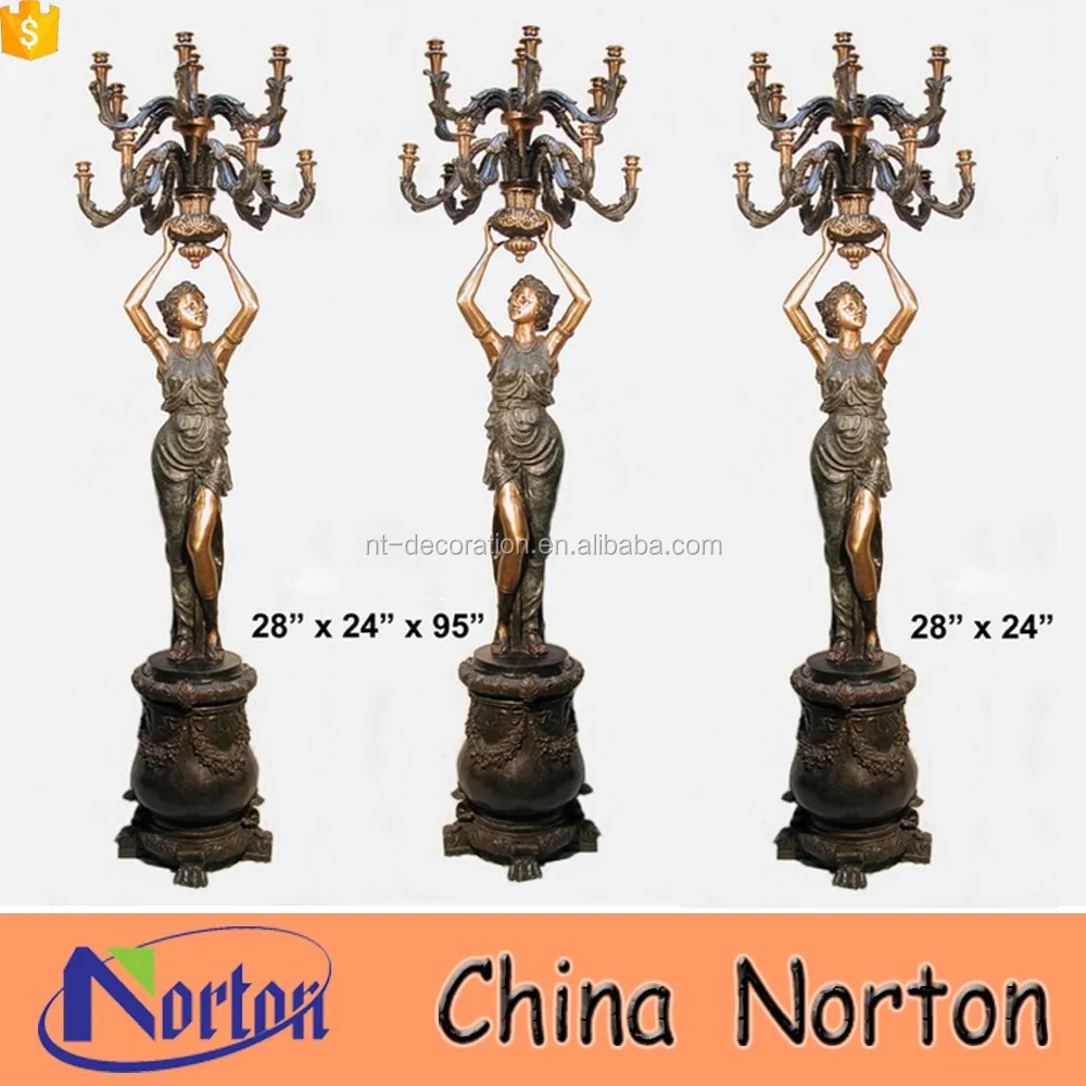 Brass Casting Technique Decoration Bronze Lady Sculpture Lamps For Sale