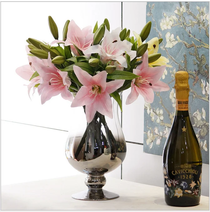 百合仿真花股票花瓶放家里装修高档绢花批发 Buy 百合仿真花 绢花批发 百合花product On Alibaba Com