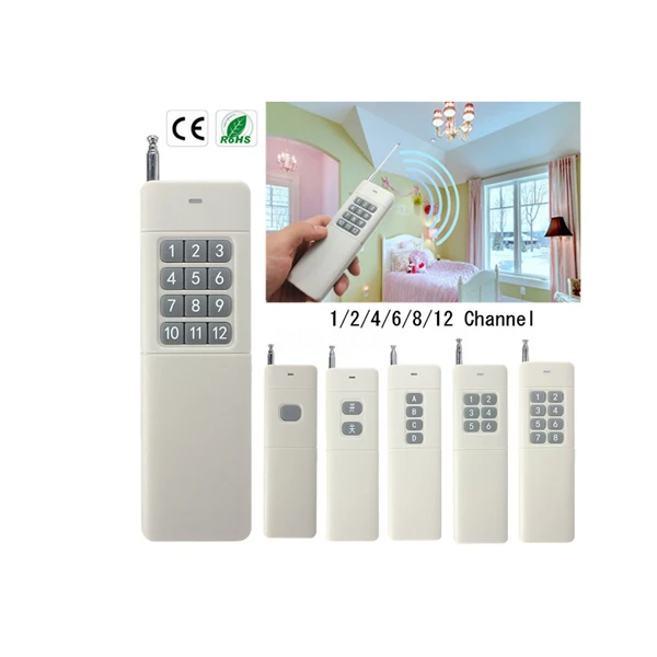 433MHz 3000m RF remote control transmitter and receiver kit with relay outputs