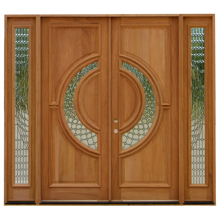 American Villa Prehung Modern Solid Wood Mahogany Double Front Main