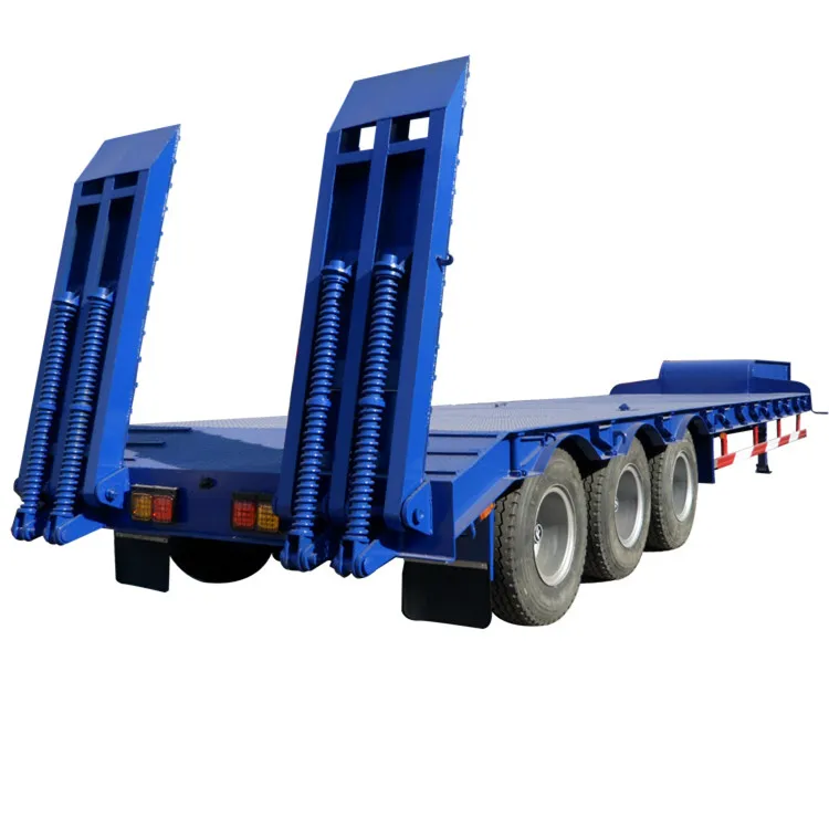 China Low Price 50T Low Bed Semi Trailer Lowbed Semi Trailer