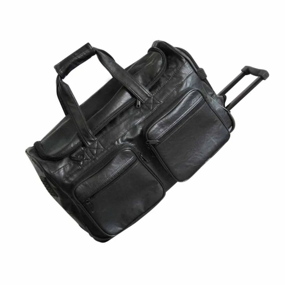 Promotion Faux Pu Leather Duffle Bag,Sports Weekend Trolley Travel