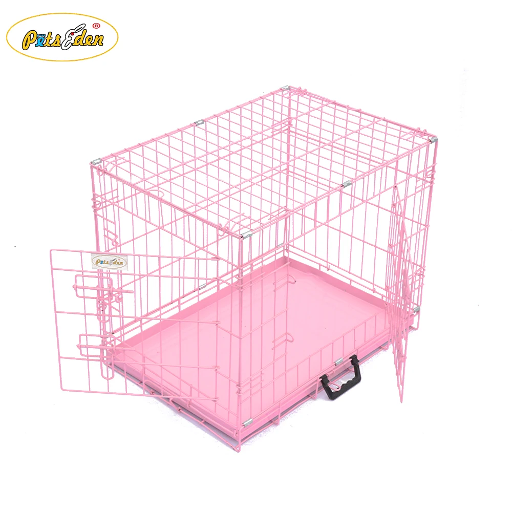 Foldable Collapsible Wire Dog Cage Pet Dog Kennel Crate Pink Different