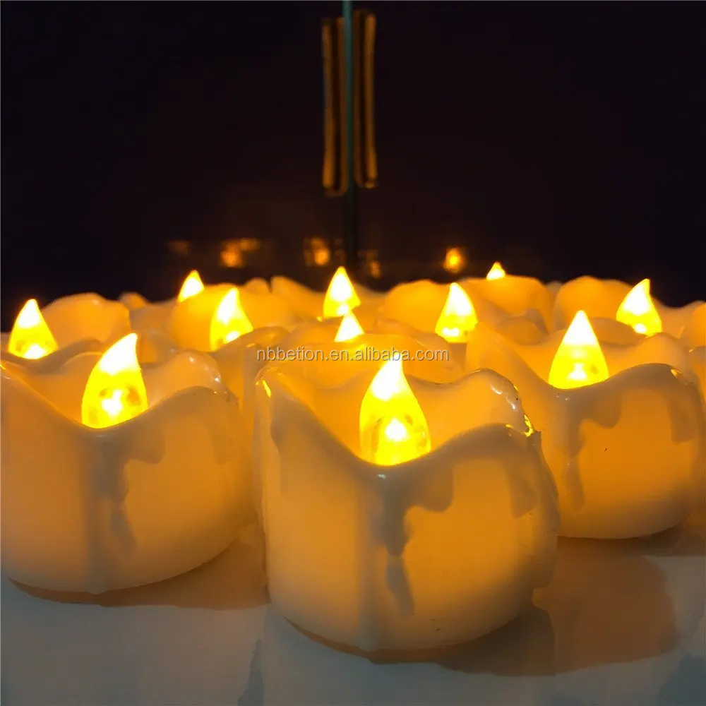 Amazon hot seller led yellow flicking tealight drop tear led tealight candle flameless tealight candles battery powered candles