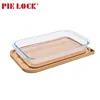 Bamboo cover high borosilicate rectangle glass bakeware