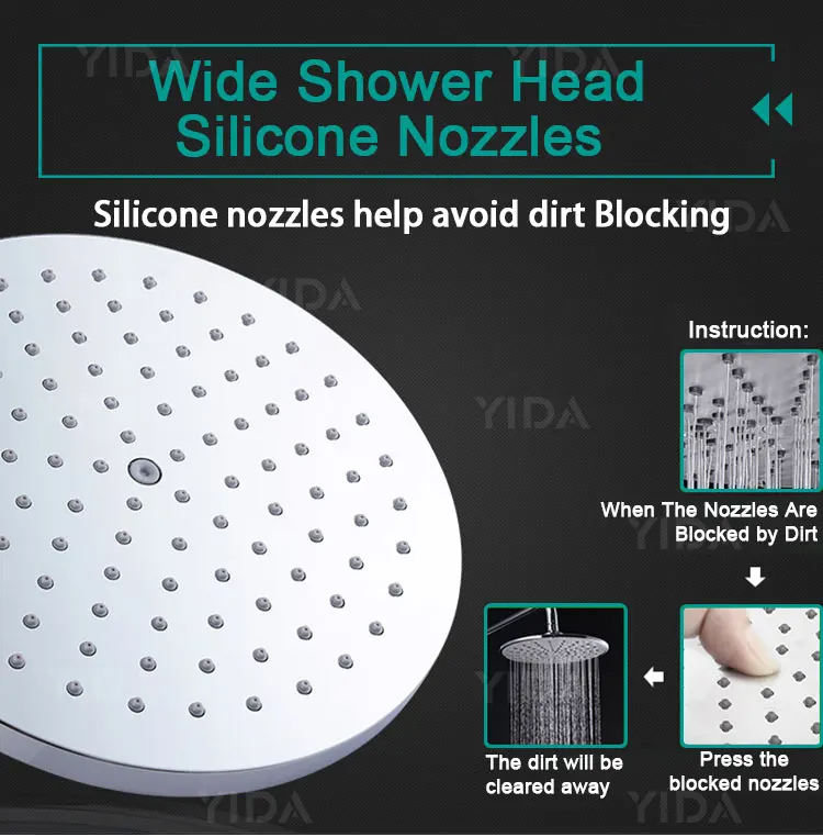 Bathroom Antique Stainless Steel High Pressure Rain Shower Head Set  4 Way Shower Mixer
