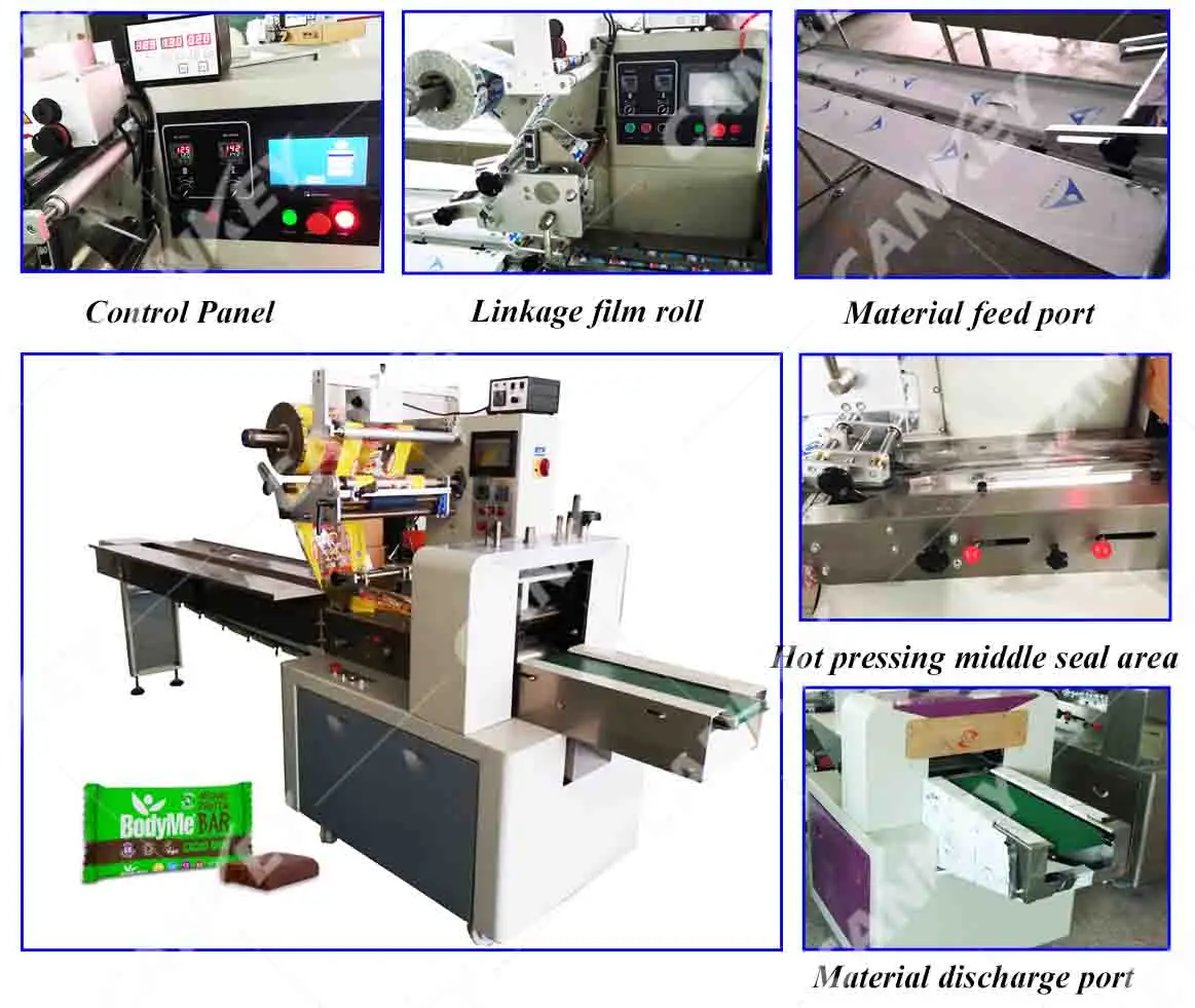 Flow Automatic Ice Cream Peanut Bar Packaging Protein Bar Packing