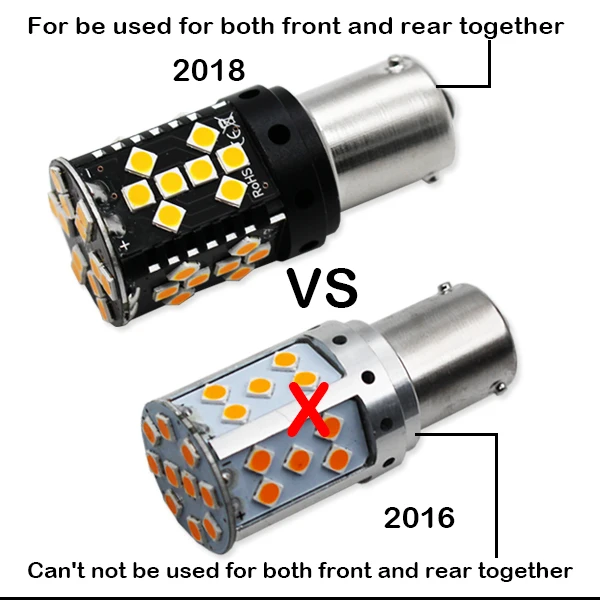 Ampoules LED Clignotants Ambre S25 BAU15S PY21W - 5000 Lm Par Paire - Canbus Sans Erreur - 12-24V - Pack De 2
