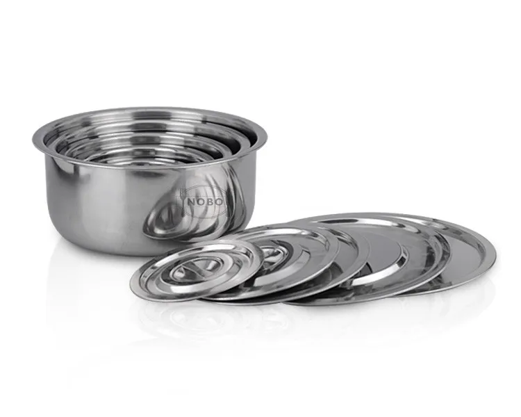 5 Pcs Without Handle Stainless Steel India Pot With Flat Lid Buy